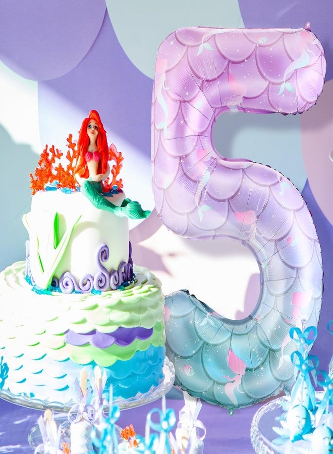 MiniInflat 40 Inch Giant Mermaid Number 5 Birthday Balloons Mermaid Birthday Party Decoration Sea Theme Large Dream Number Balloons for Girls Party Baby Shower Rainbow Decorations - Image 5